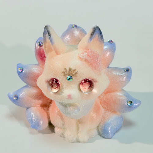 Hand Painted Shan Hai Jing Nine‑tailed Fox Squishy Ancient Chinese Myth Fidget Stress Relief Toy