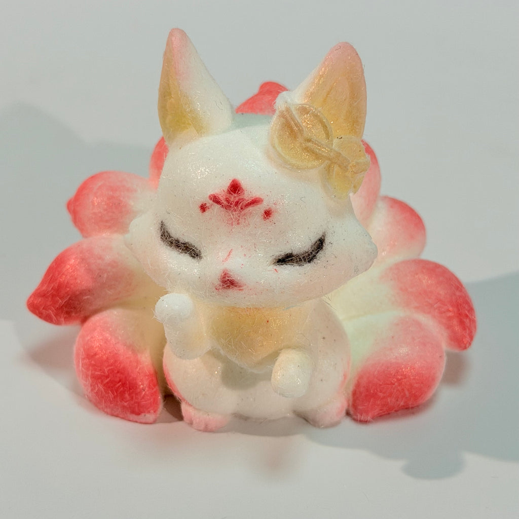 Hand Painted Shan Hai Jing Nine‑tailed Fox Squishy Ancient Chinese Myth Fidget Stress Relief Toy