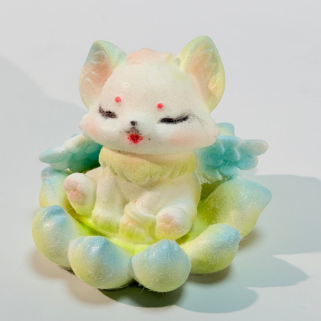 Hand Painted Shan Hai Jing Nine‑tailed Fox Squishy Ancient Chinese Myth Fidget Stress Relief Toy