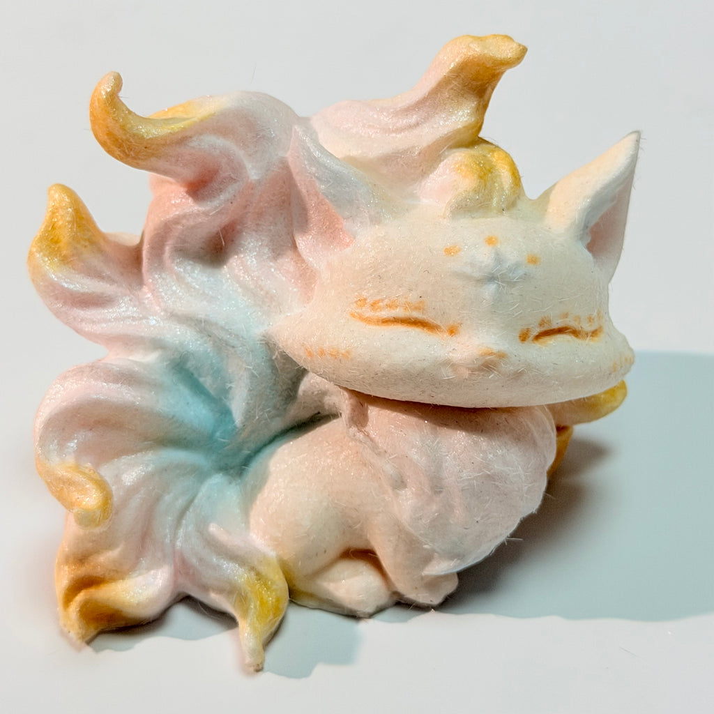 Hand Painted Shan Hai Jing Nine‑tailed Fox Squishy Ancient Chinese Myth Fidget Stress Relief Toy