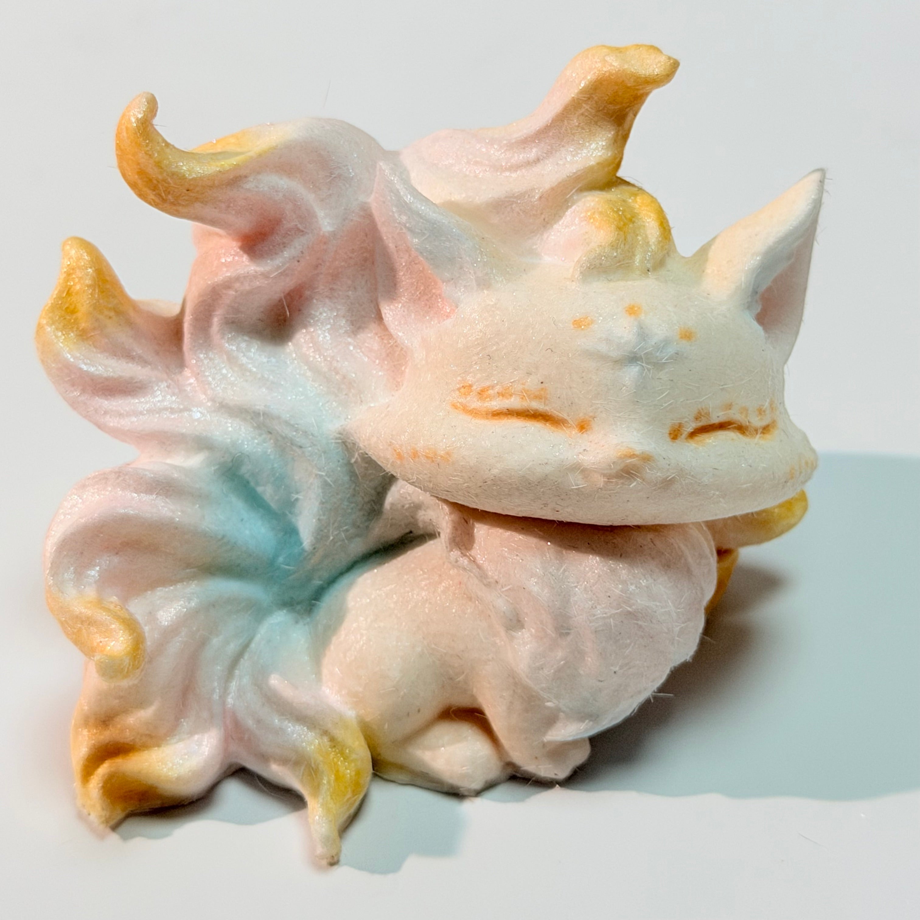Hand Painted Shan Hai Jing Nine‑tailed Fox Squishy Ancient Chinese Myth Fidget Stress Relief Toy