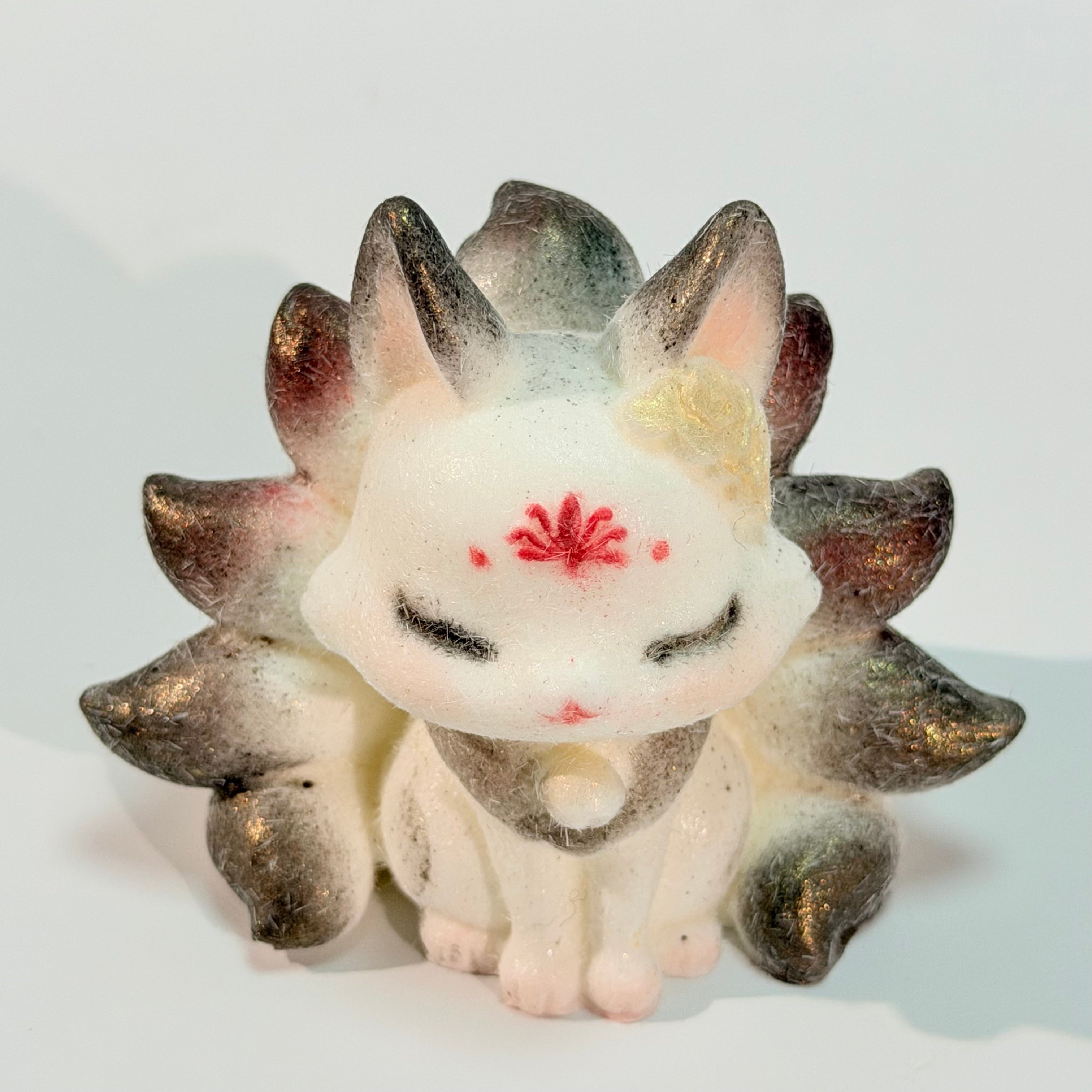 Hand Painted Shan Hai Jing Nine‑tailed Fox Squishy Ancient Chinese Myth Fidget Stress Relief Toy